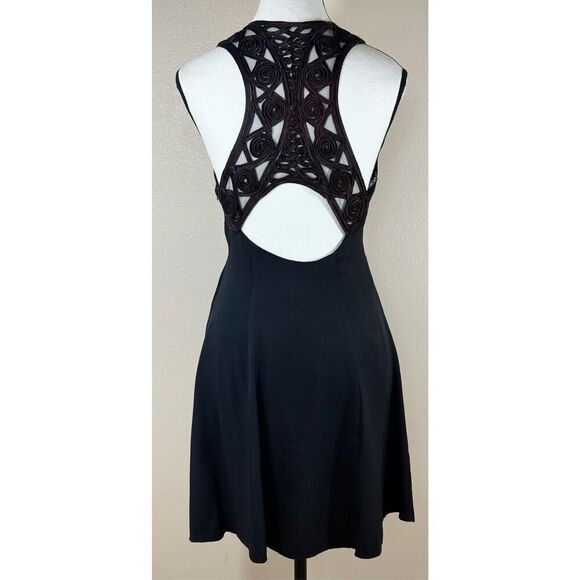 Vintage Jessica McClintock Gunne Sax 90’s Little Black Mini Racerback Dress 7/8 - Picture 3 of 11